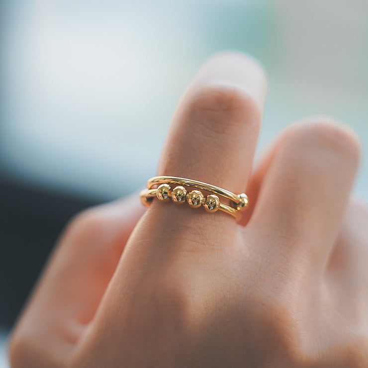 Gold Bead Fidget Ring