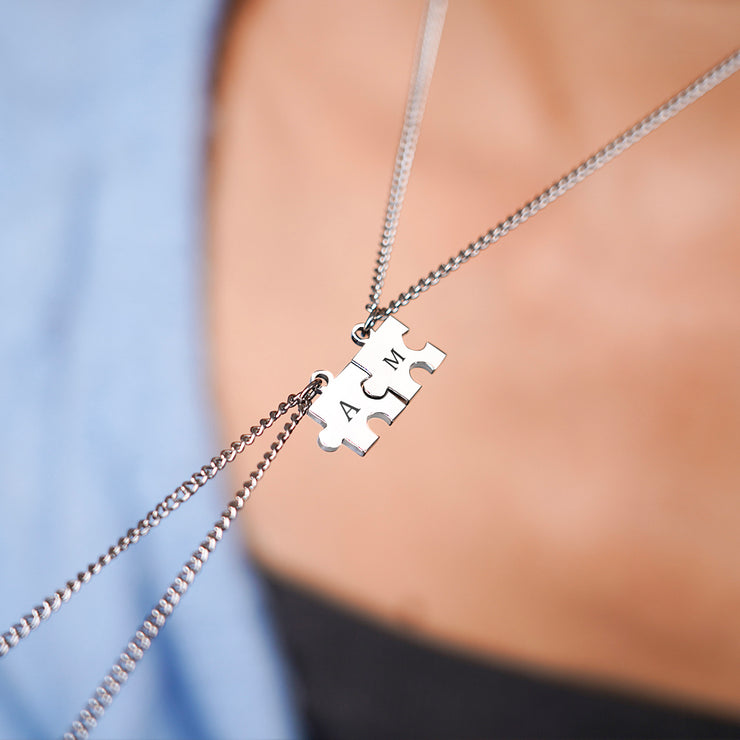 Personalized Puzzle Necklace Set