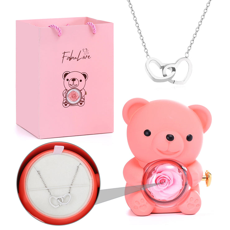 Eternal Rose Bear - W/ Engraved Necklace