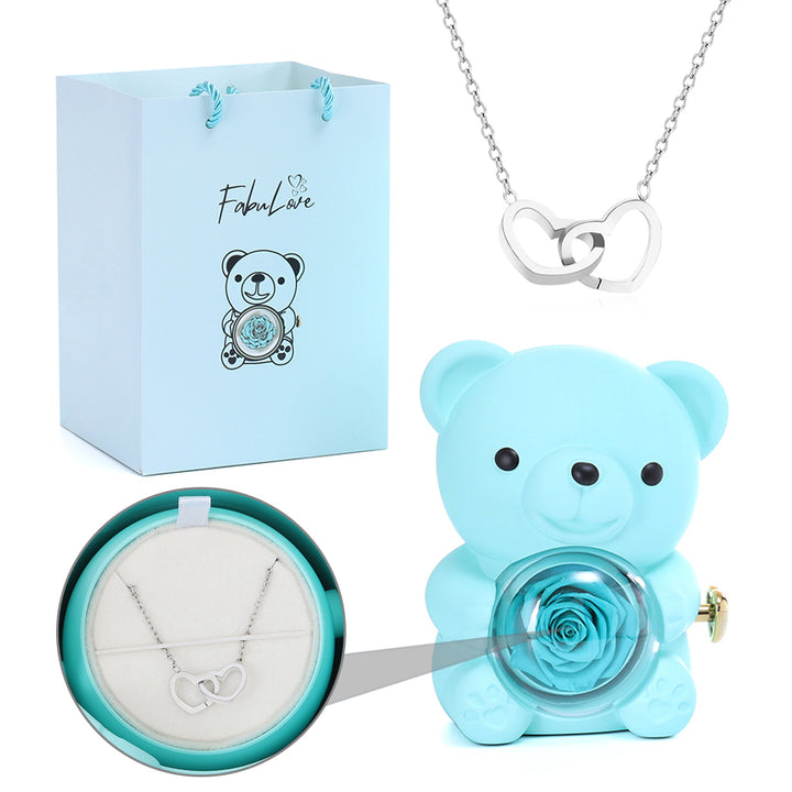 Eternal Rose Bear - W/ Engraved Necklace