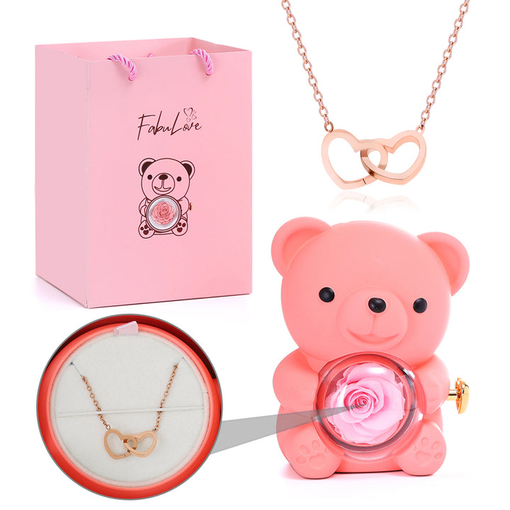 Eternal Rose Bear - W/ Engraved Necklace