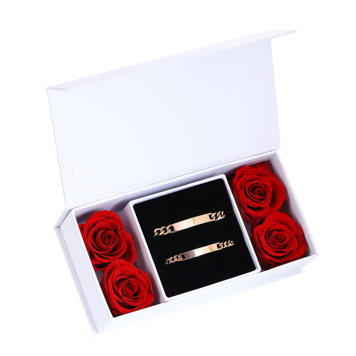 Engraved Bracelet Set - W/ Eternal Rose Box