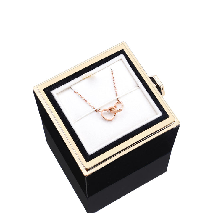 Eternal Rose Box Gift Bundle - W/ Engraved Necklace