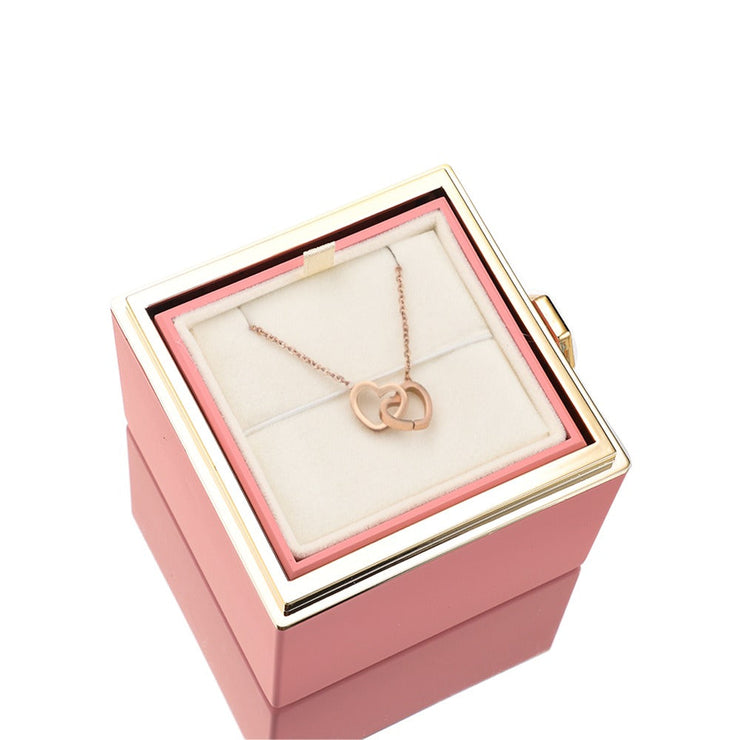 Eternal Rose Box Gift Bundle - W/ Engraved Necklace