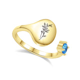 Birth Month Flower and Birthstone Ring