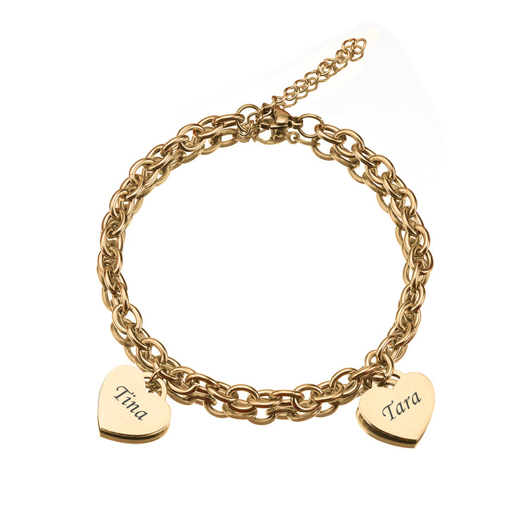 Personalized Heart Engraved Bracelet - With 1-5 Charms