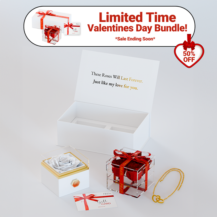 Valentines Day Eternal Rose Box Bundle