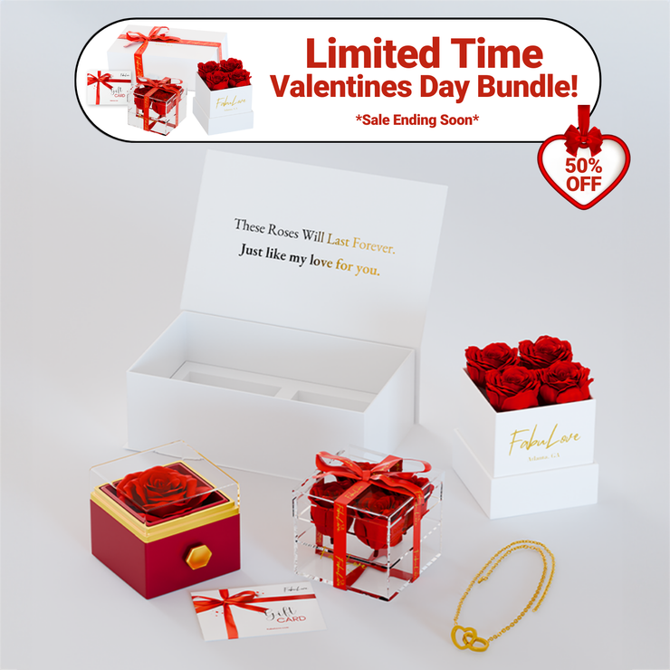 Valentines Day Eternal Rose Box Bundle