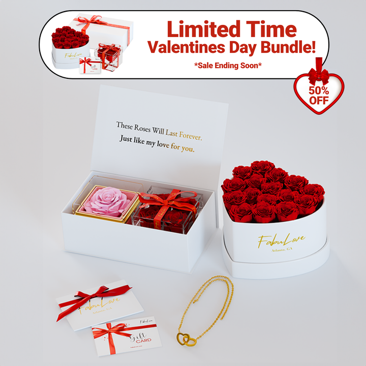 Valentines Day Eternal Rose Box Bundle