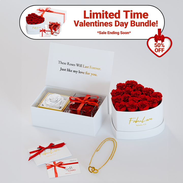 Valentines Day Eternal Rose Box Bundle